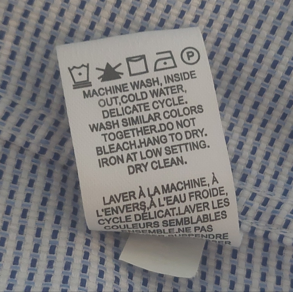 Stylish RW&CO. Blue Toned Pattern Dress Shirt Long-Sleeved Size: L/G 16-16.5 - Picture 6 of 8